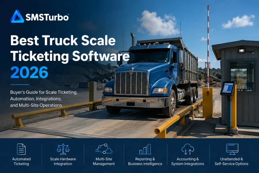 Truck on a scale representing the best truck scale ticketing software for 2026