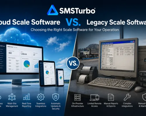 Cloud scale software compared with legacy scale software for truck scale operations