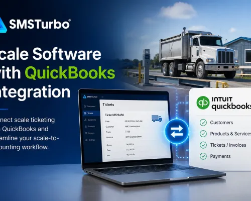 SMSTurbo scale software with QuickBooks integration connecting truck scale ticketing and accounting workflows